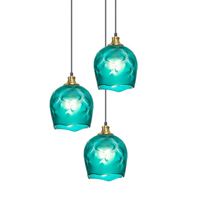 Nordic Minimalist Blue Glass Shade 1-Light Pendant Light