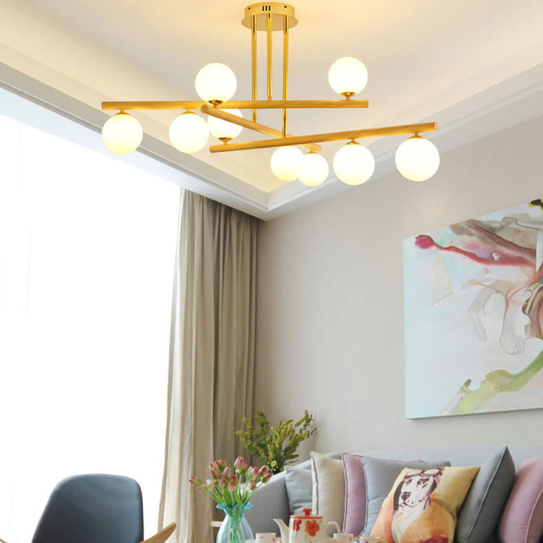 Nordic Bubble Magic Bean Glas Holzmaserung 6/9 Licht Kronleuchter 