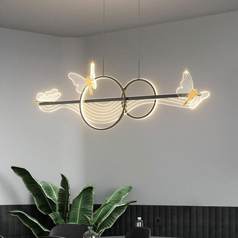 Nordic Light Luxury Butterfly Round Linear Island Light LED-Kronleuchter