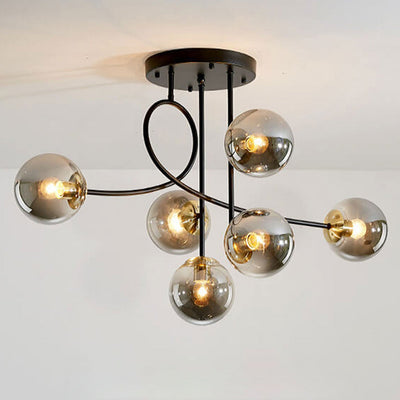 Nordic Light Luxury Magic Bean Glass Ball 6-Light Semi-Flush Mount Ceiling Light