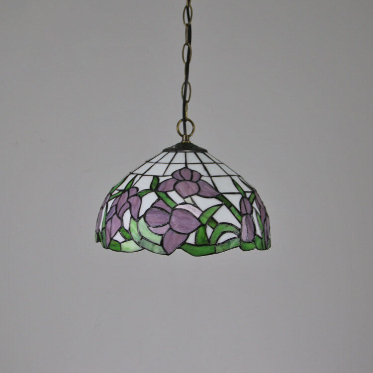 Tiffany Baroque Stained Glass Round Dome 1-Light Pendant Light