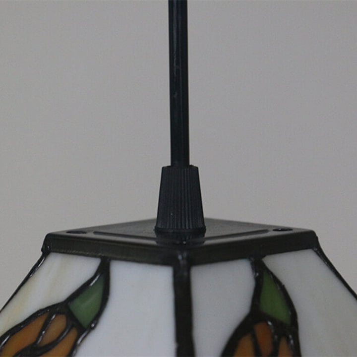 Vintage Glass Tiffany Flower Pattern Design 1-Light Pendant Light