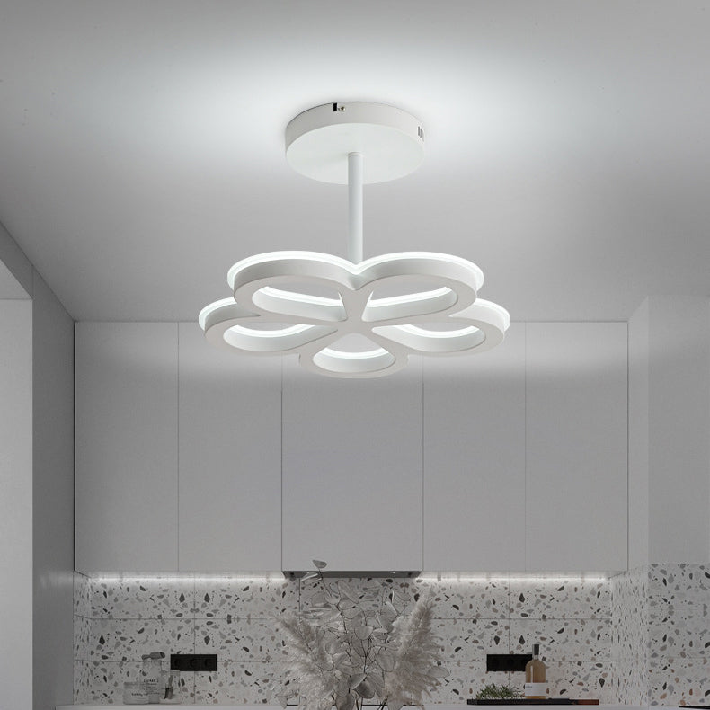 Modern Minimalist Flower Iron LED Semi-Flush Mount Light