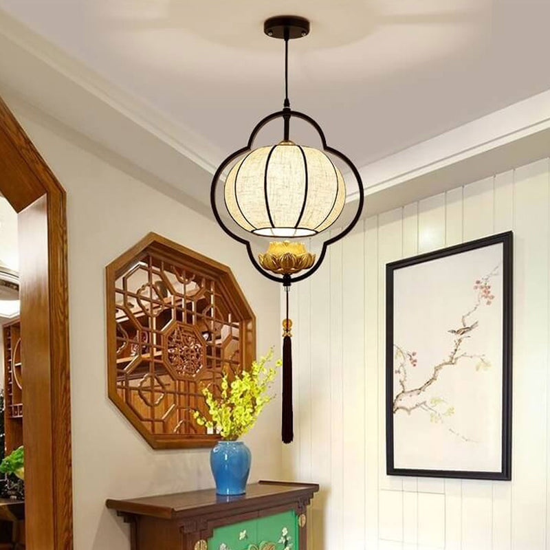 Chinese Retro Light Luxury Wrought Iron 1-Light Pendant Light