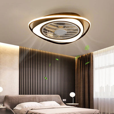 Nordic Simple Crystal Round Frame Design LED Flush Mount Ceiling Fan Light