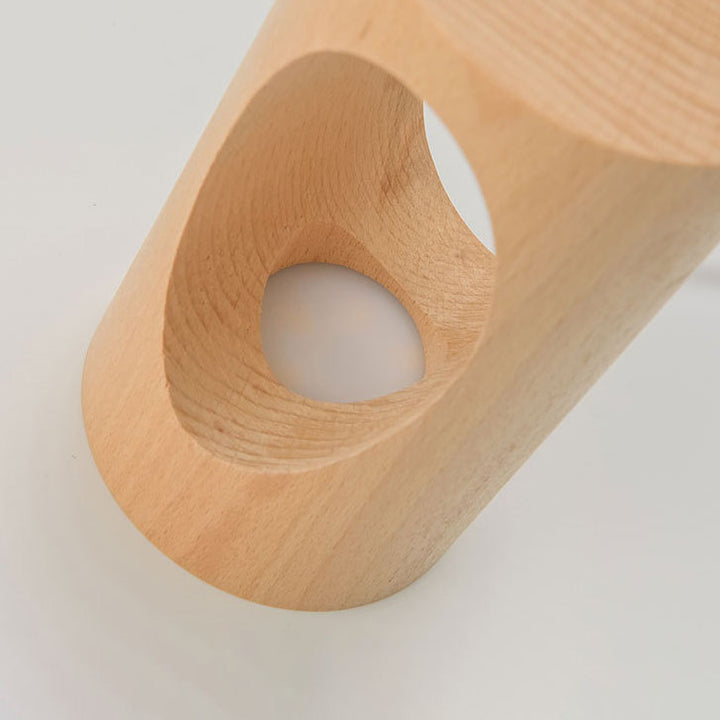 Lampe de table USB à colonne rectangulaire en bois massif japonais, veilleuse LED 