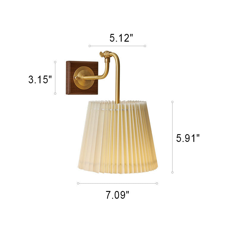 European Vintage Light Luxury Walnut Brass 1-Light Wall Sconce Lamp