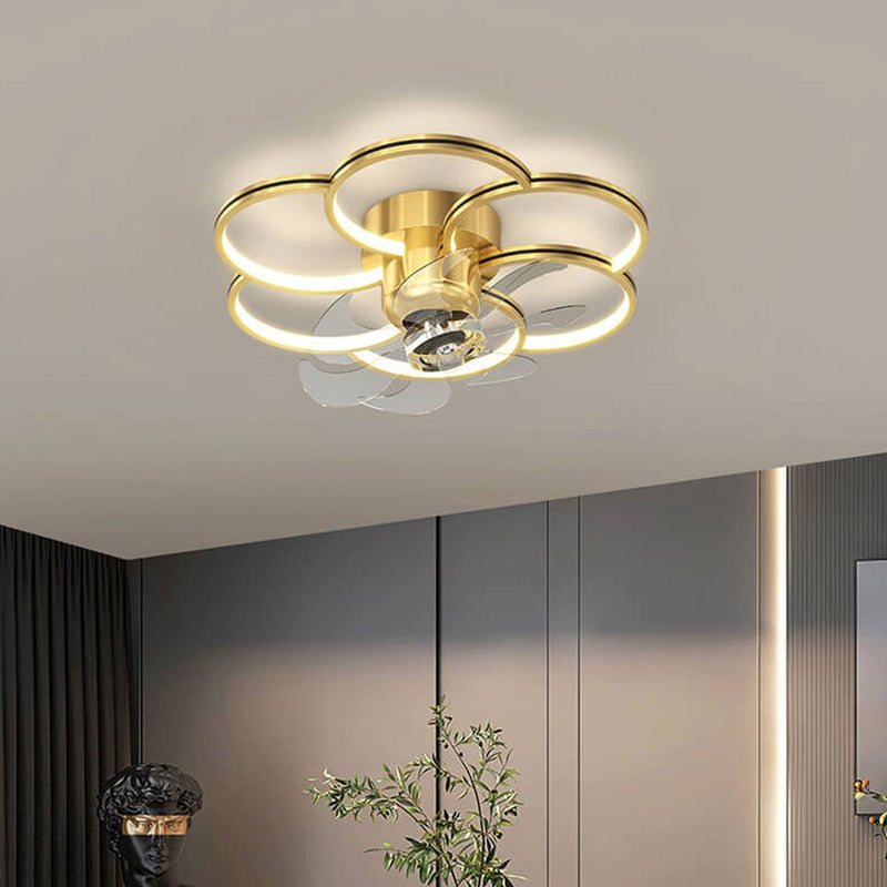 Modern Luxury Flower Petal Design LED Flush Mount Ceiling Fan Light