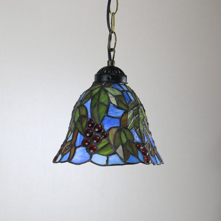 Suspension lumineuse à 1 ampoule en verre teinté avec perles Rustic Rose de Tiffany 