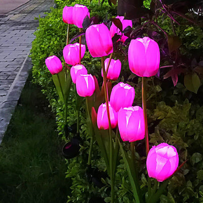 Solar Tulip Lawn Light Outdoor Garden LED Tulip Flower Light Ground Insert Landscape Light