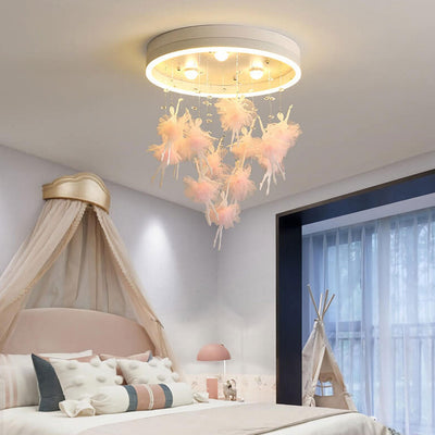 Modern Creative Cartoon Round Bird / Skirt Hanging LED Flush Mount Ceiling Light