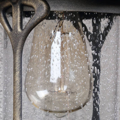 European Outdoor Glass Hexagonal Cage Waterproof 1-Light Wall Sconce Lamp