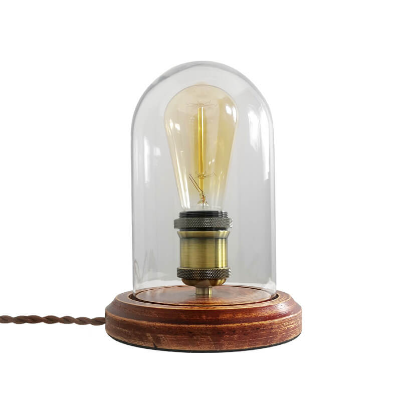 Modern Industrial Retro Wood Art Glass 1-Light Table Lamp