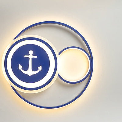 Cartoon Creative Rudder Nautical LED Flush Mount Ceiling Light