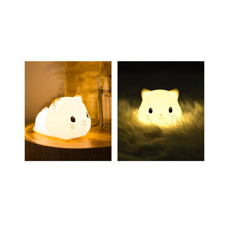Creative Cute Cat Silicone USB Pat Timer LED Night Light Table Lamp