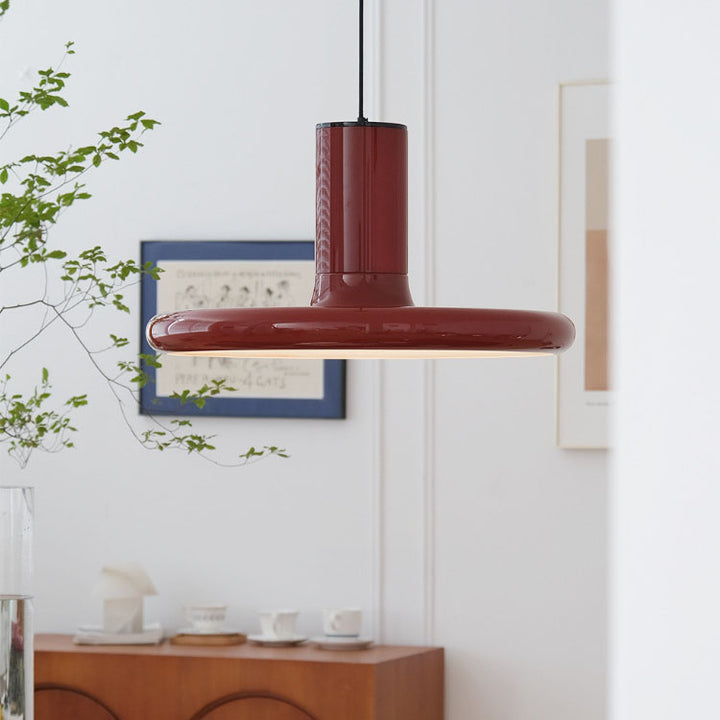 Suspension Luminaire Nordic OVNI Rouge Frisbee 1-Lumière 