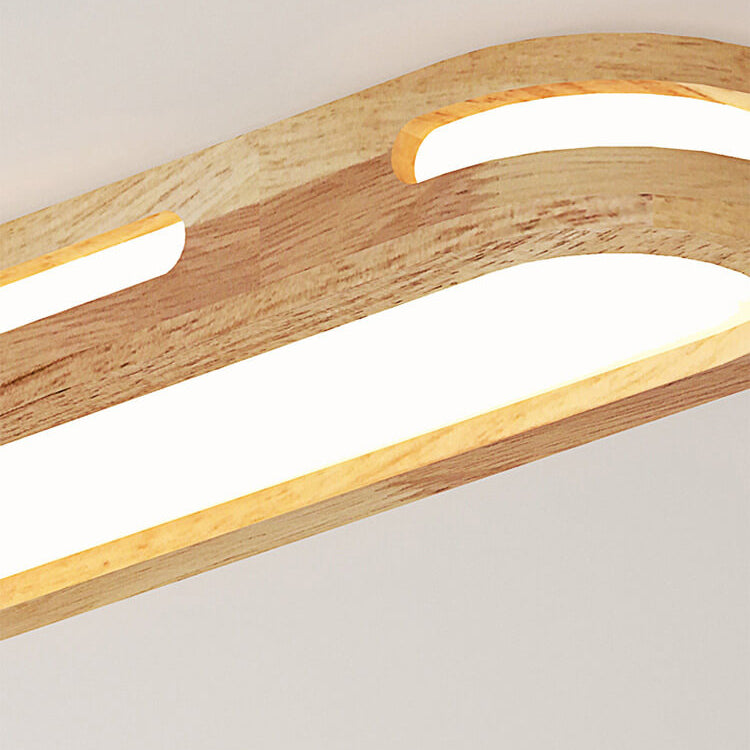 Nordic Minimalist Solid Wood Acrylic Ring LED Flush Mount Ceiling Light