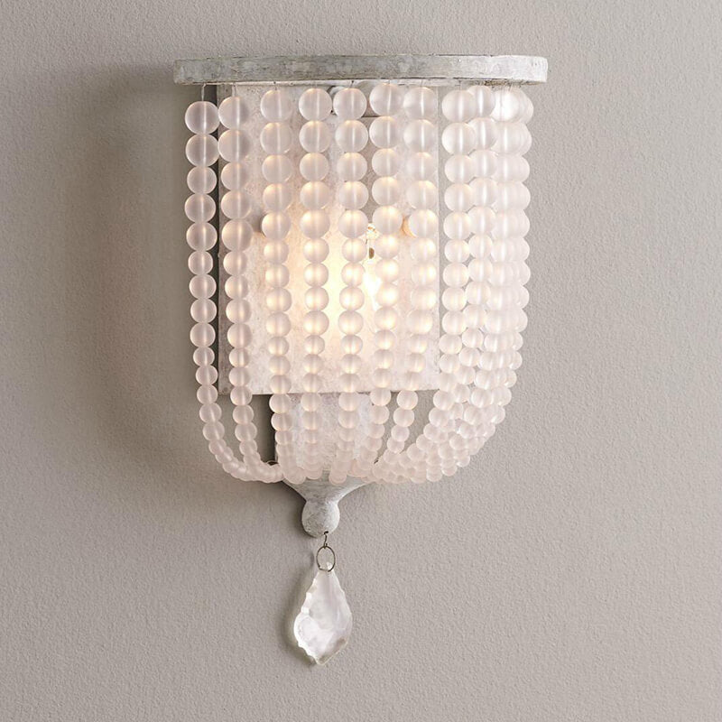 Vintage Antique Crystal Half Cylinder Decorative 1-Light Wall Sconce Lamp