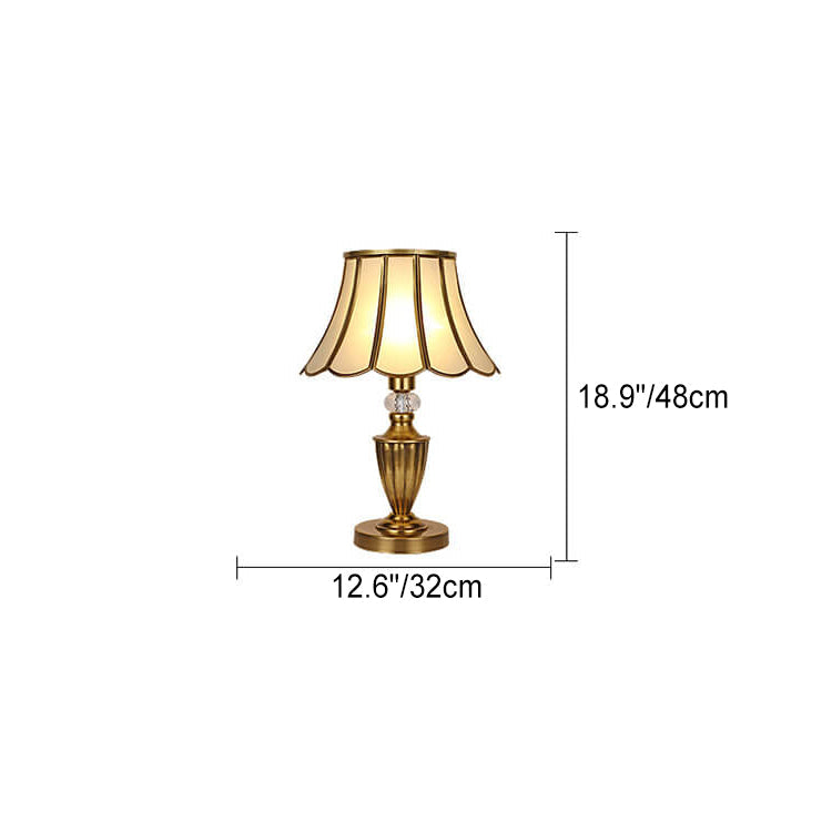 Modern Luxury Glass Copper 1-Light Table Lamp For Bedroom