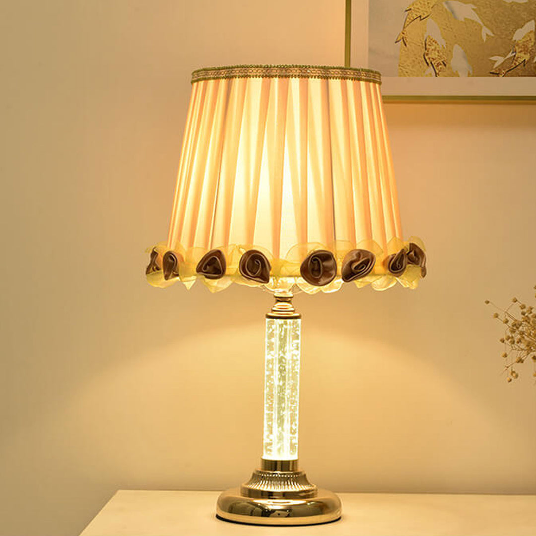 European Crystal Brightness Adjustable Remote Control 1-Light Table Lamp
