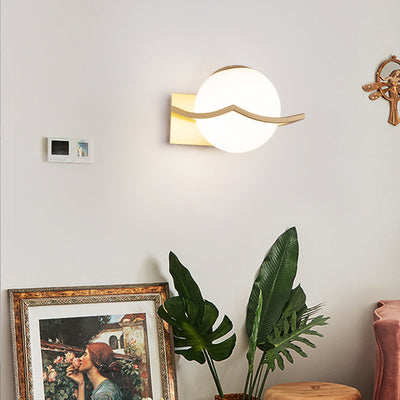 Modern Minimalist Glass Orb Iron Frame 1-Light Wall Sconce Lamp