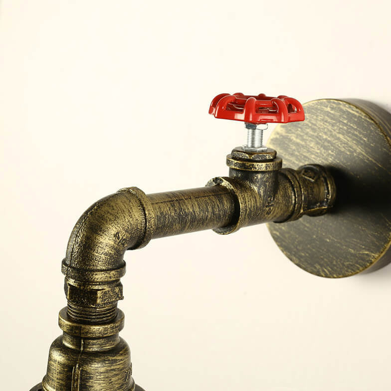 Industrielle Eisen Vintage Wasserhahn Wasserrohr Design 1-Licht Wandleuchte 