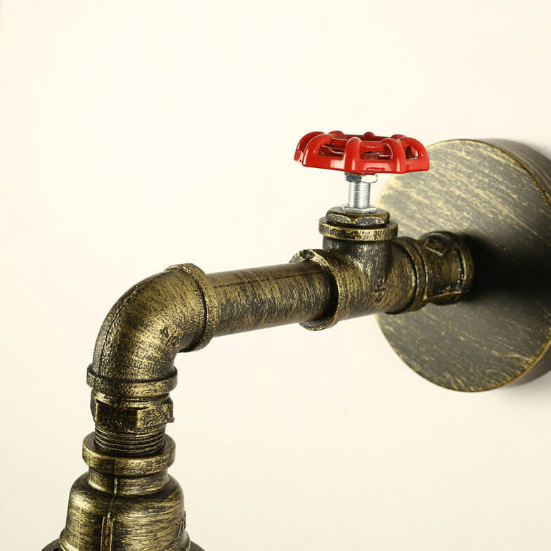 Industrielles Eisen Vintage Wasserhahn Wasserpfeife Design 1-Licht Wandleuchte
