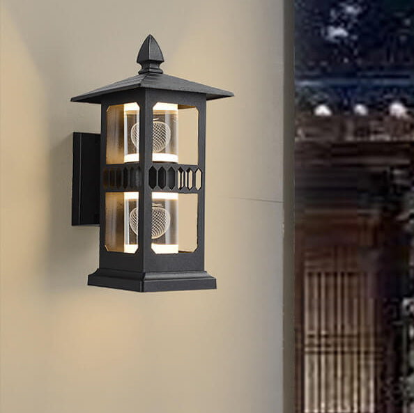 Traditional Chinese Zinc Alloy House Pagoda LED Waterproof Wall Sconce Lamp For Outdoor Patio