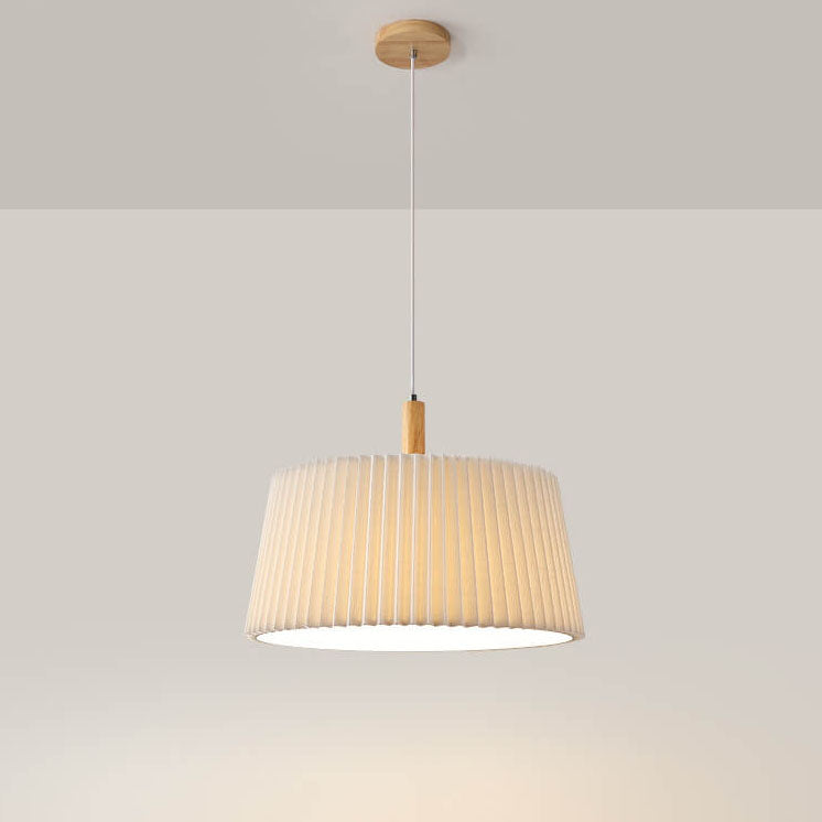 Nordischer minimalistischer einfarbiger Massivholz-Stoff 1-Licht Pendelleuchte 