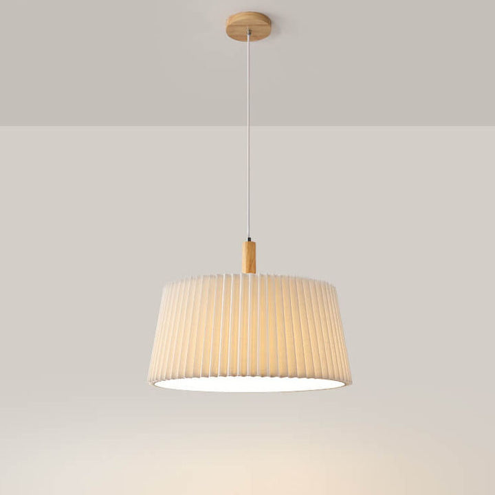 Nordischer minimalistischer einfarbiger Massivholz-Stoff 1-Licht Pendelleuchte 
