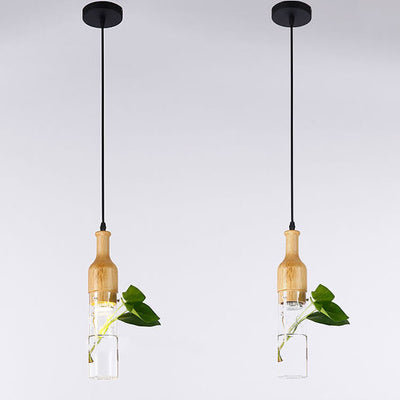 Nordic Creative Glass Bottle Hydroponic Plants 1-Light Pendant Light