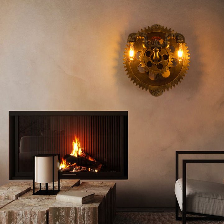 Industrial Creative Gear-shaped Wrought Iron 1/2-Light Wall Sconce Lamp