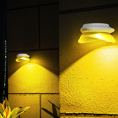 Outdoor Solar Round ABS Waterproof Fence Wall Sconce Lamp