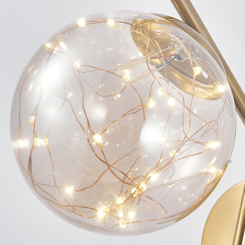 Traditionelle europäische Wandleuchte mit vollem Stern aus Eisen und Glas mit LED-Lichtkugel für Wohnzimmer und Schlafzimmer 