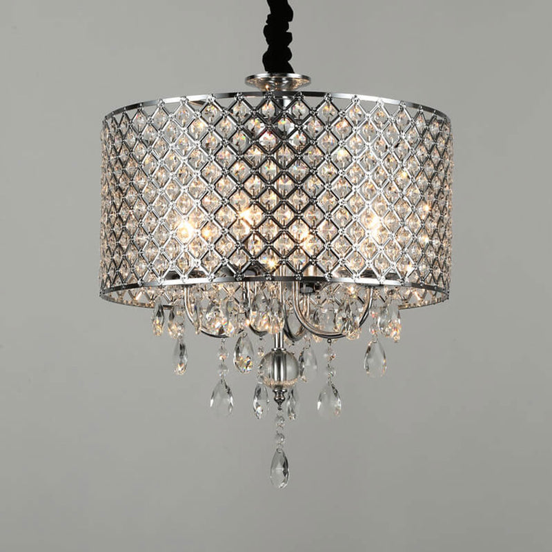 Modern Luxury Crystal Branch Round 4-Light Chandelier