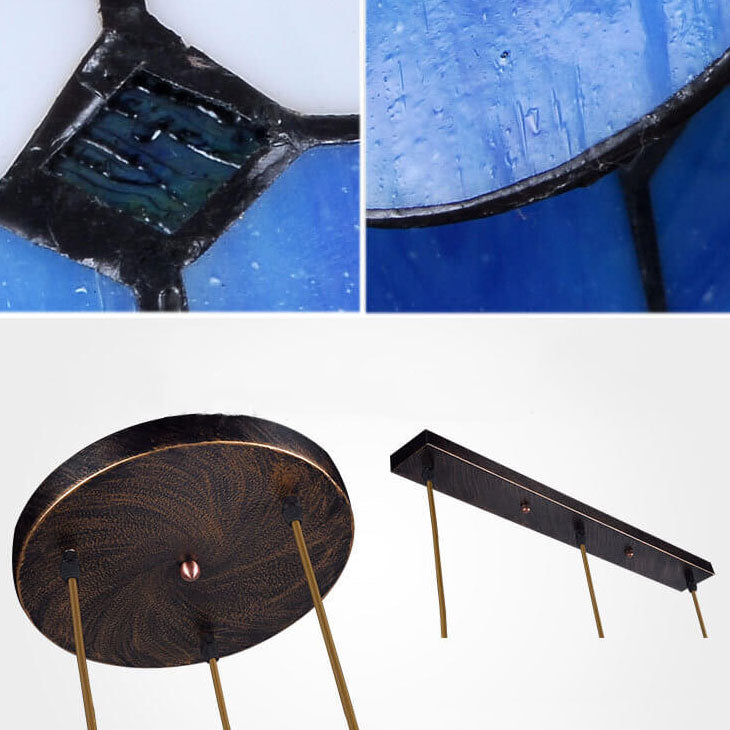 Lámpara de Araña de Isla con Campana de Vidrio Tiffany de 3 Luces 