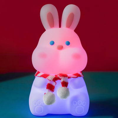 مصباح طاولة LED ليلي USB سيليكون بات أرنب كرتوني إبداعي 