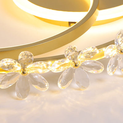 Nordic Luxury Crystal Lace Circle LED Flush Mount Ceiling Light