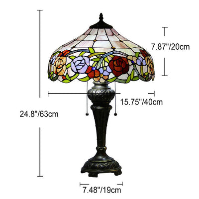 European Vintage Tiffany Dragonfly Peacock Glass Resin 1-Light Table Lamp