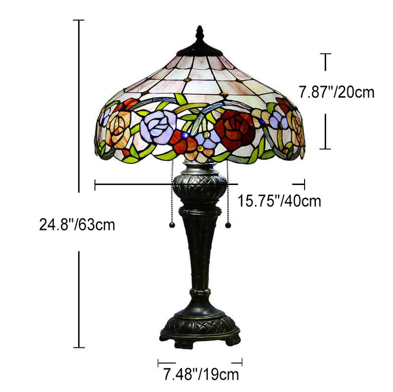 European Vintage Tiffany Dragonfly Peacock Glass Resin 1-Light Table Lamp