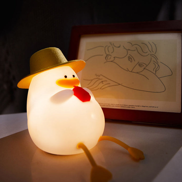Lampe de table LED Creative Cartoon Silicone Canard Pat Veilleuse 