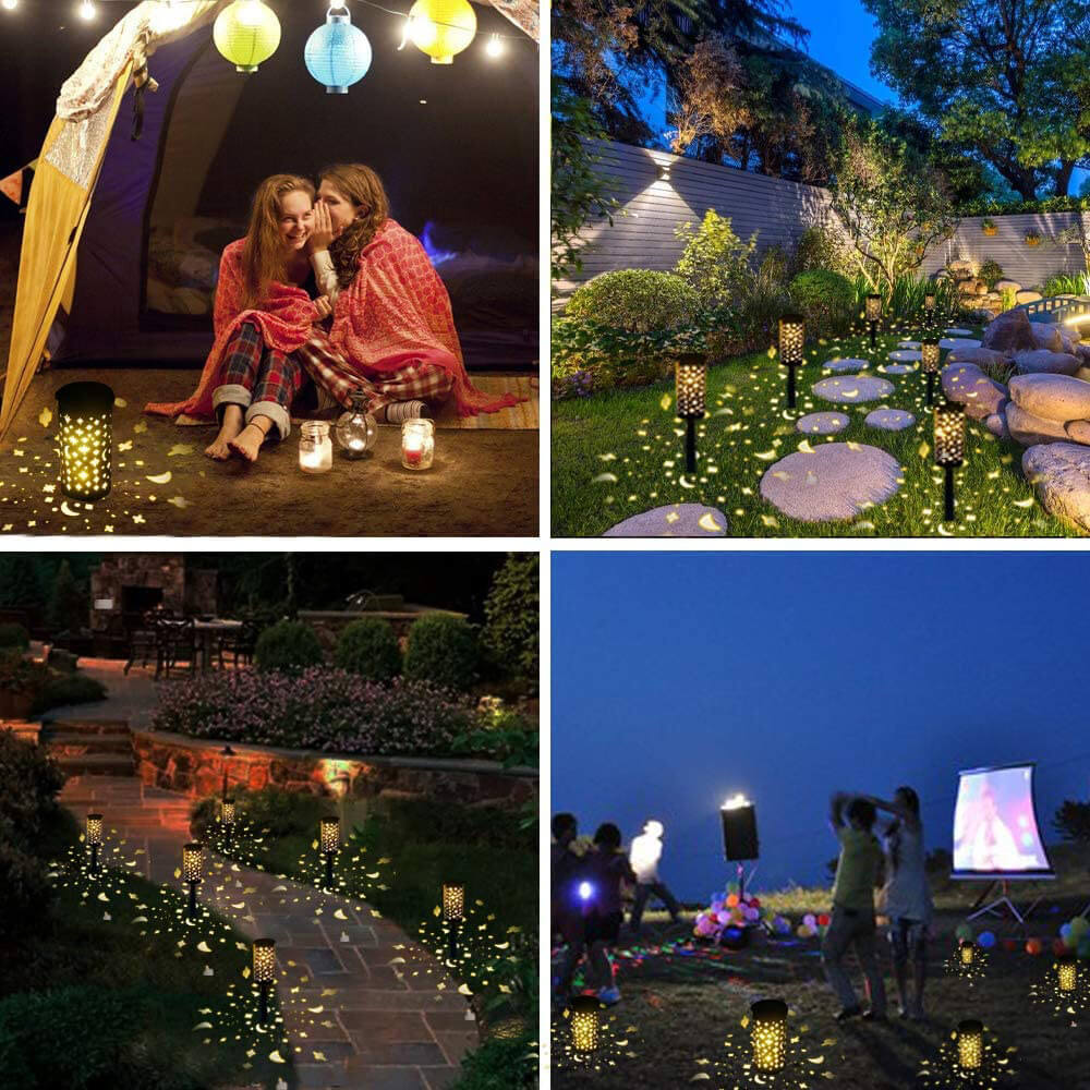Farol de Hierro Solar Estrella Luna LED Exterior Impermeable para Jardín de Césped 