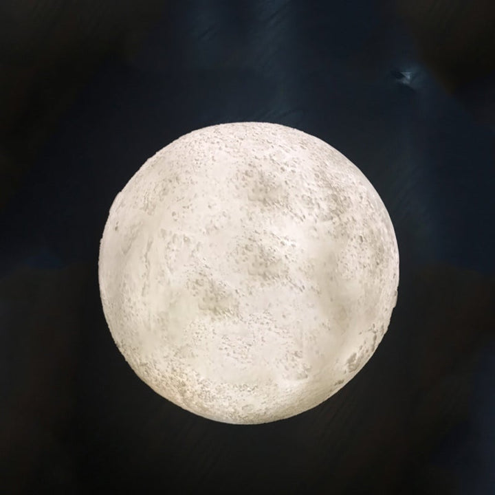 Lampe de table créative à 1 lumière LED rechargeable en forme de lune imprimée en 3D 