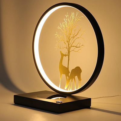 Decorative Tree & Deer's Mobile Phone Wireless Charging Touch Dimming LED Table Lamp