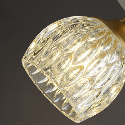 European Light Luxury Round Head Iron Glass 1-Light Semi-Flush Mount Light