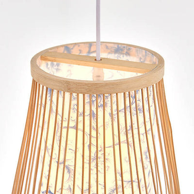 Modern Chinese Bamboo Weaving Gourd 1-Light Pendant Light