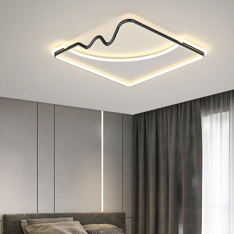 Nordic Creative Square Round Wrought Iron Aluminum LED Flush Mount Ceiling Light