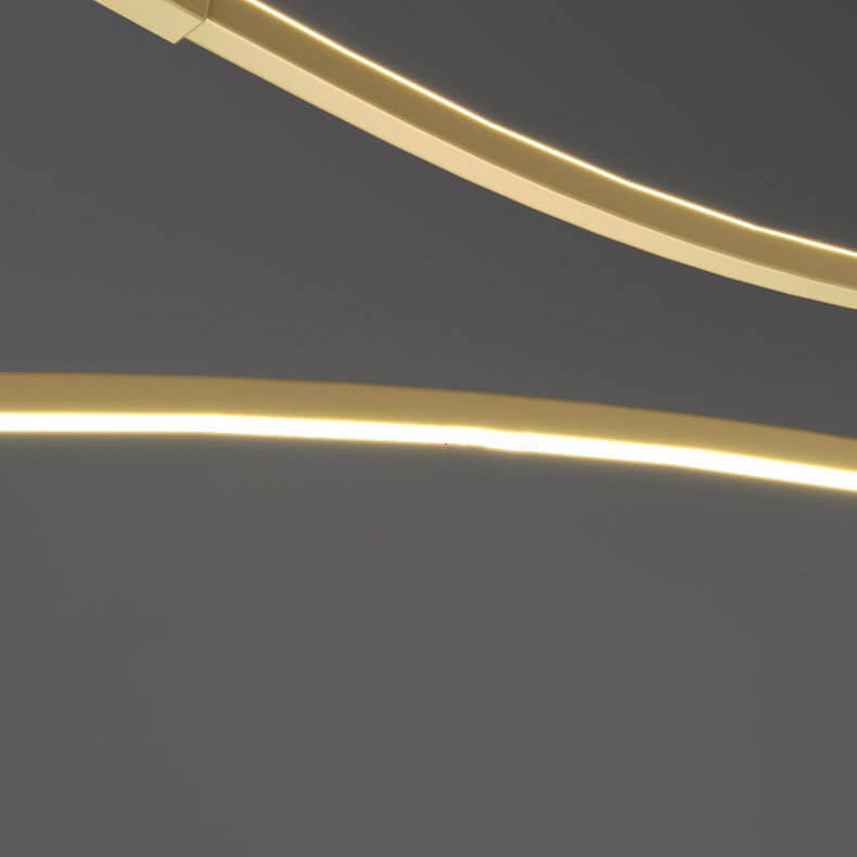 Moderner minimalistischer LED-Kronleuchter mit doppelter Kurvenlinie und Insellicht