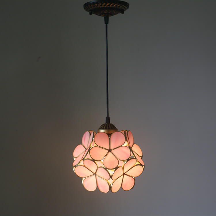 Vintage Stained Glass Petal 1-Light Pendant Light