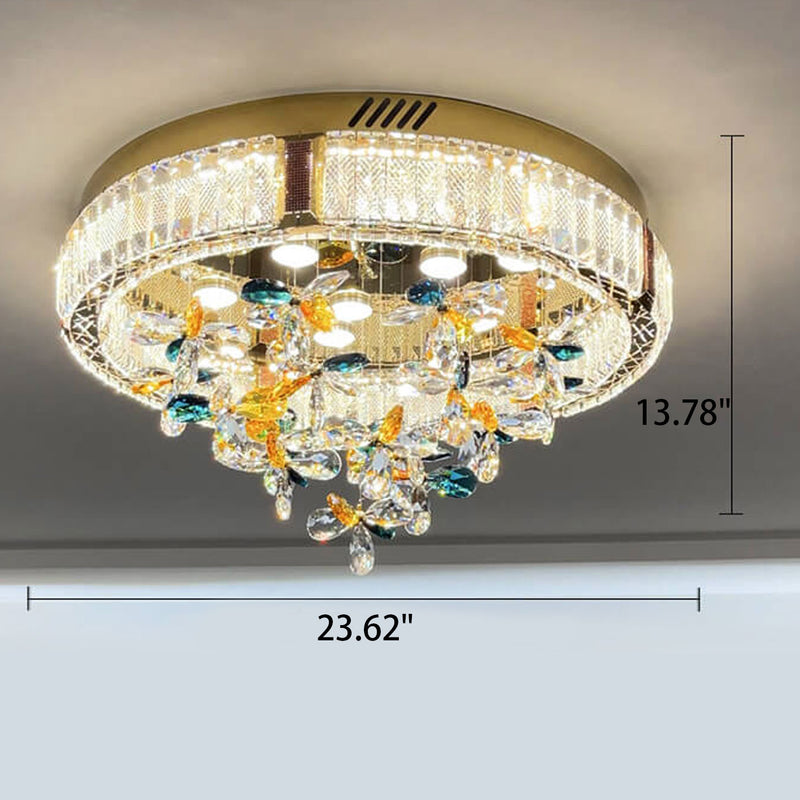 Modern Jane Clover Stainless Steel Crystal LED Flush Mount Ceiling Light